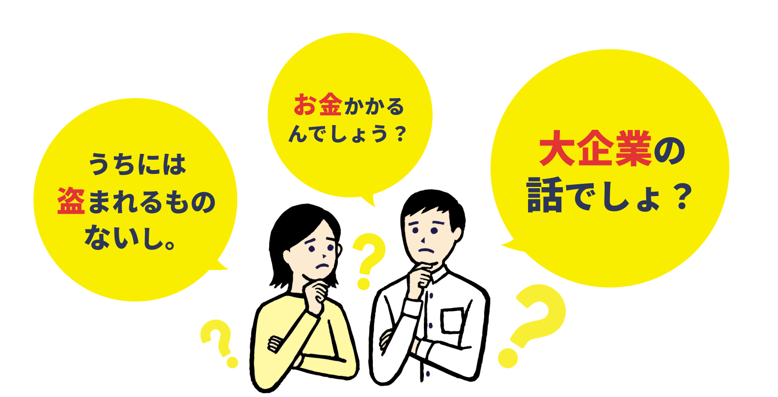 うちには盗まれるものないし。 お金かかるんでしょう？ 大企業の話でしょ？